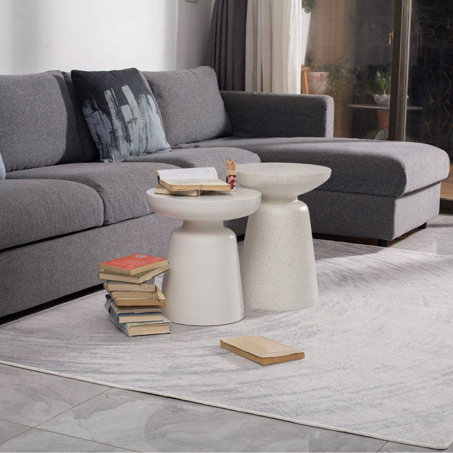 Round White Metal Coffee Table Pedestal 1 Single Cocktail Table Clearhalo 'Coffee & Accent Tables' 'Coffee Tables' 'coffee_tables' 'furn' 'furn_coffee_tables' 'Furniture' 'Living Room Furniture' 7219389