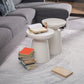 Round White Metal Coffee Table Pedestal 1 Single Cocktail Table Clearhalo 'Coffee & Accent Tables' 'Coffee Tables' 'coffee_tables' 'furn' 'furn_coffee_tables' 'Furniture' 'Living Room Furniture' 7219390