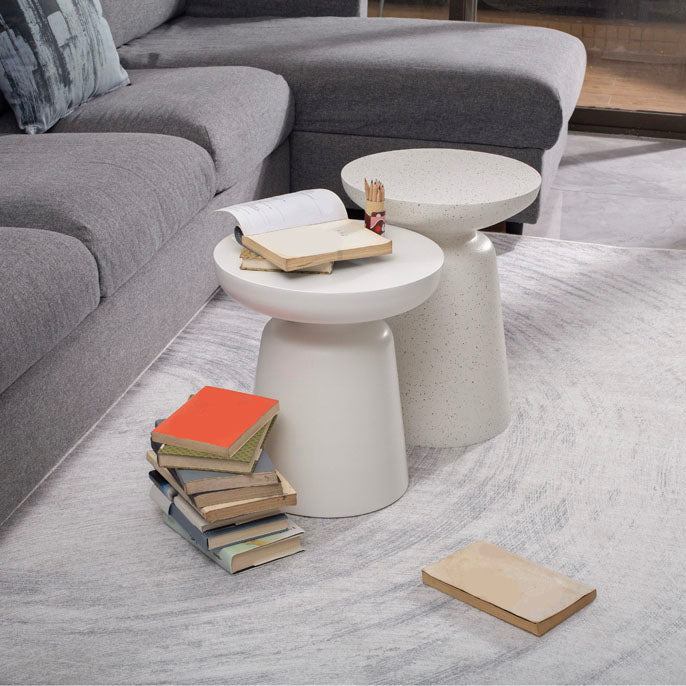 Round White Metal Coffee Table Pedestal 1 Single Cocktail Table Clearhalo 'Coffee & Accent Tables' 'Coffee Tables' 'coffee_tables' 'furn' 'furn_coffee_tables' 'Furniture' 'Living Room Furniture' 7219390