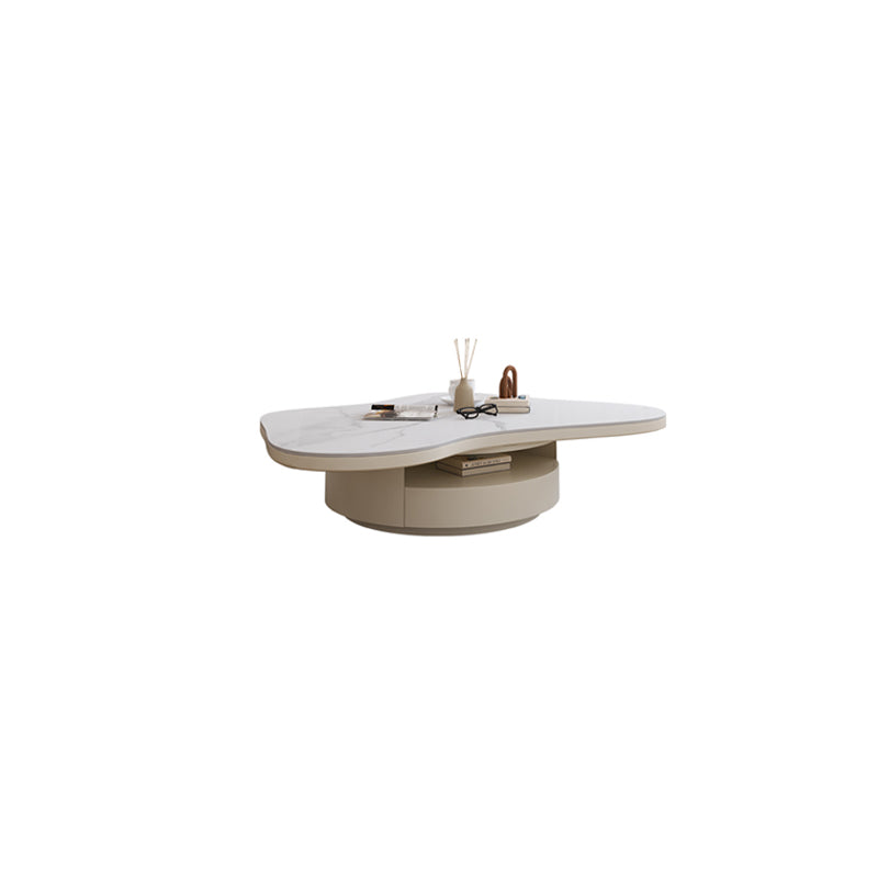 31" Wide Contemporary Coffee Table White Coffee Cocktail Table with Storage