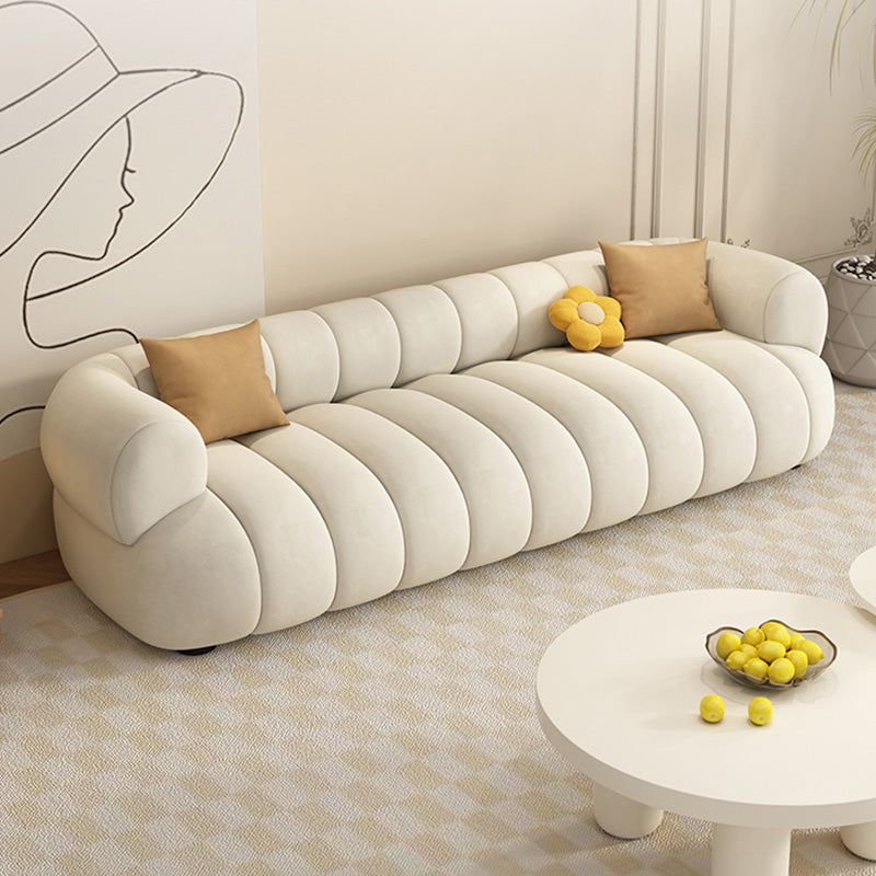 35" Wide Contemporary Sofa White Pillows Stationary Seating for Living Room Tech Cloth Clearhalo 'furn' 'furn_sofas' 'Furniture' 'Living Room Furniture' 'Sofa' 'sofas' 7219658