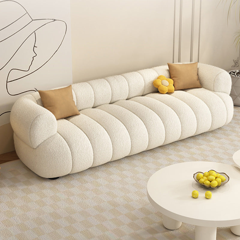 35" Wide Contemporary Sofa White Pillows Stationary Seating for Living Room Flannel Clearhalo 'furn' 'furn_sofas' 'Furniture' 'Living Room Furniture' 'Sofa' 'sofas' 7219659