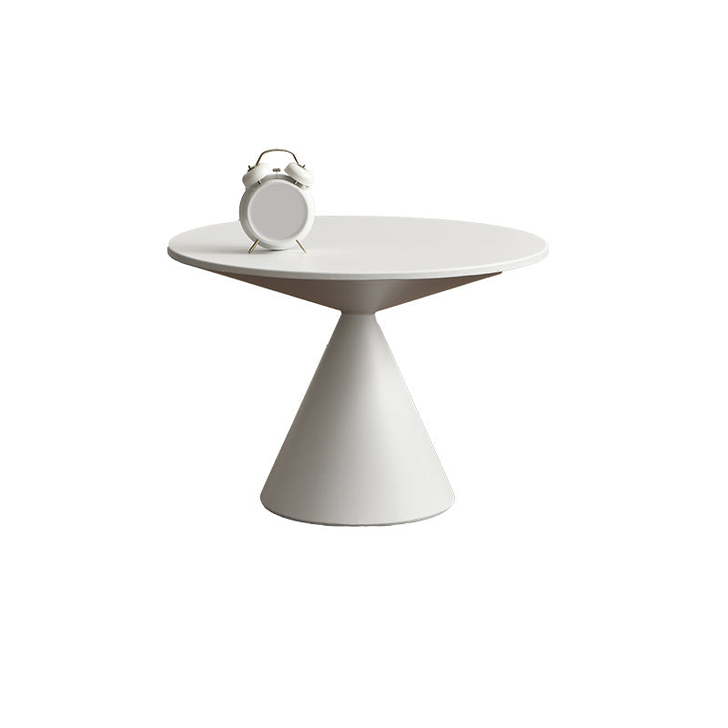 Table d'angle contemporaine metal rond piédestal latérale
