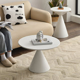 Table d'angle contemporaine metal rond piédestal latérale