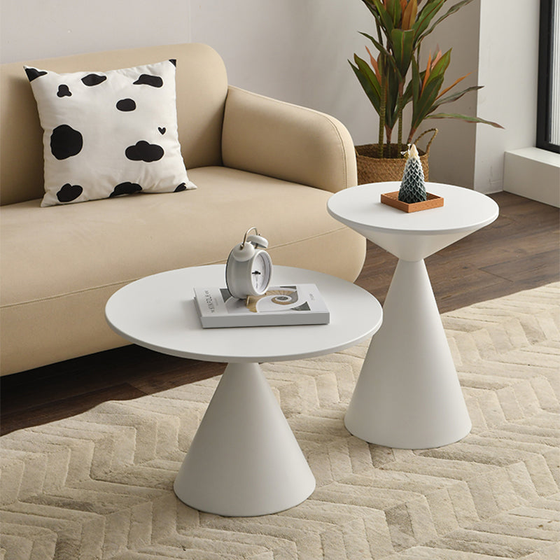 Table d'angle contemporaine metal rond piédestal latérale