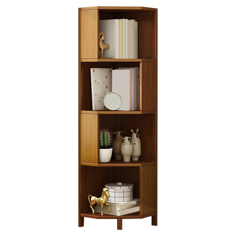 12.6"W Lacquered Accent Chest Brown Mid-Century Modern Chest with Shelves 13"L x 13"W x 54"H Clearhalo 'Cabinets & Chests' 'cabinets_chests' 'furn' 'furn_cabinets_chests' 'Furniture' 'Living Room Furniture' 7219731