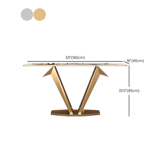 Contemporary Rectangle Console Table Stone Console Sofa Table for Hall
