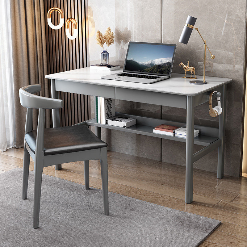 Modern Rectangle Office Desk Antique Finish Computer Desk with Metal Legs Clearhalo 'furn' 'furn_office_desk' 'Furniture' 'Office Desks' 'Office Furniture' 'office_desk' 7220442
