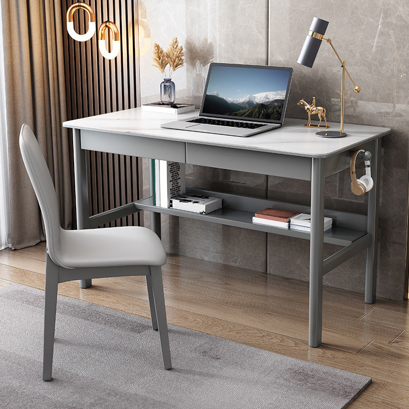 Modern Rectangle Office Desk Antique Finish Computer Desk with Metal Legs Clearhalo 'furn' 'furn_office_desk' 'Furniture' 'Office Desks' 'Office Furniture' 'office_desk' 7220444