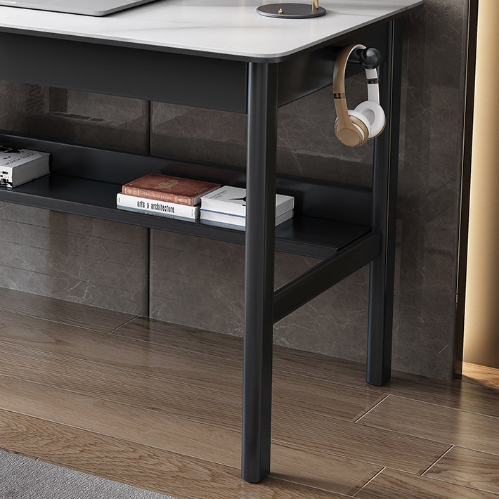 Modern Rectangle Office Desk Antique Finish Computer Desk with Metal Legs Clearhalo 'furn' 'furn_office_desk' 'Furniture' 'Office Desks' 'Office Furniture' 'office_desk' 7220448