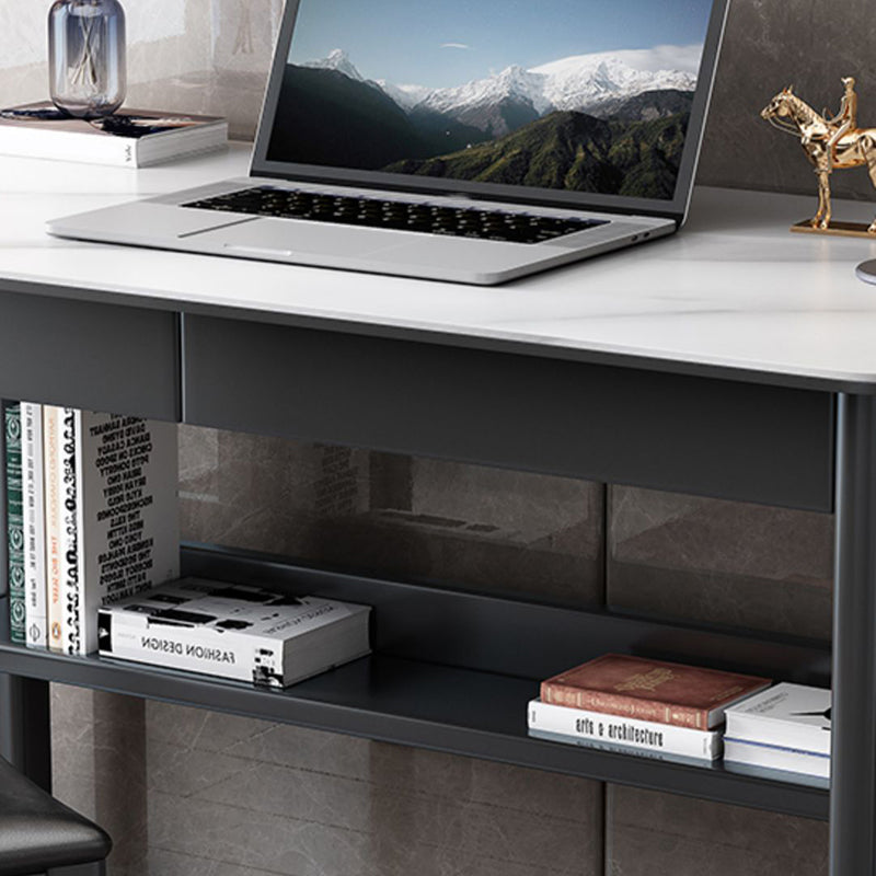 Modern Rectangle Office Desk Antique Finish Computer Desk with Metal Legs Clearhalo 'furn' 'furn_office_desk' 'Furniture' 'Office Desks' 'Office Furniture' 'office_desk' 7220449