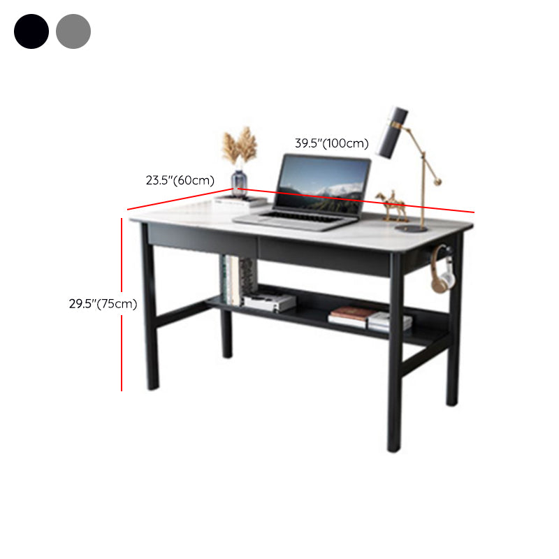 Modern Rectangle Office Desk Antique Finish Computer Desk with Metal Legs Clearhalo 'furn' 'furn_office_desk' 'Furniture' 'Office Desks' 'Office Furniture' 'office_desk' 7220455