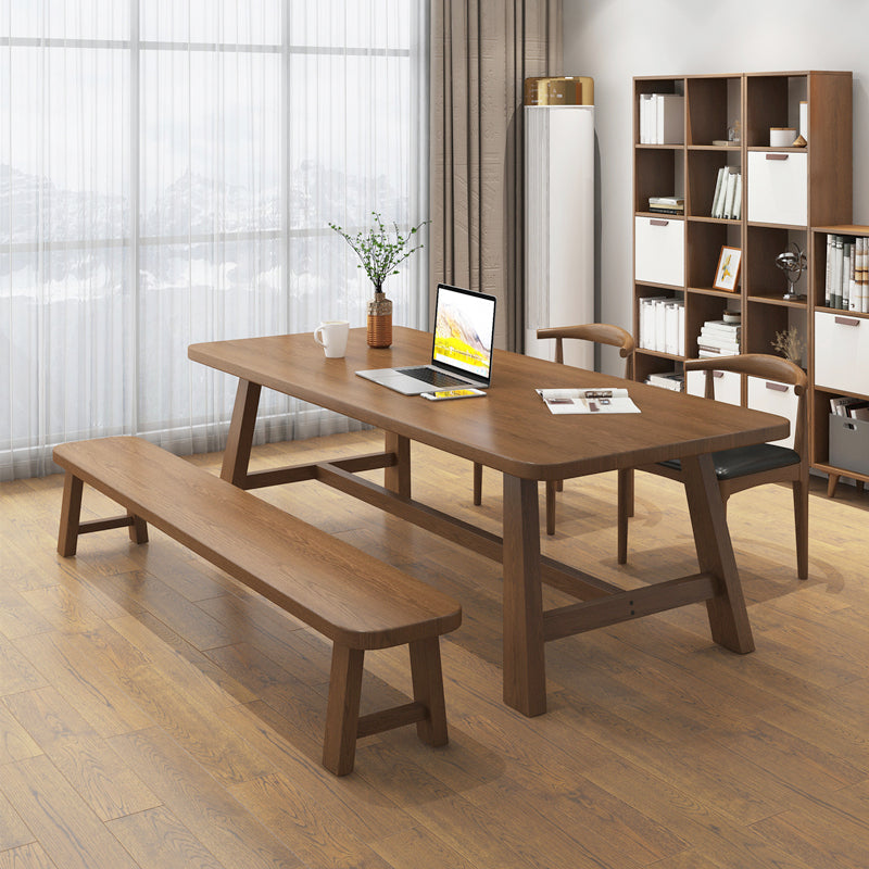 Solid Wood Rectangle Writing Desk Modern H-Base 29.53" Tall Office Desk Clearhalo 'furn' 'furn_office_desk' 'Furniture' 'Office Desks' 'Office Furniture' 'office_desk' 7220458