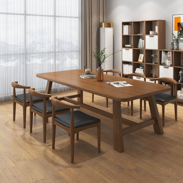 Solid Wood Rectangle Writing Desk Modern H-Base 29.53" Tall Office Desk Clearhalo 'furn' 'furn_office_desk' 'Furniture' 'Office Desks' 'Office Furniture' 'office_desk' 7220467