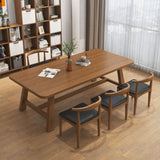 Solid Wood Rectangle Writing Desk Modern H-Base 29.53" Tall Office Desk Clearhalo 'furn' 'furn_office_desk' 'Furniture' 'Office Desks' 'Office Furniture' 'office_desk' 7220468