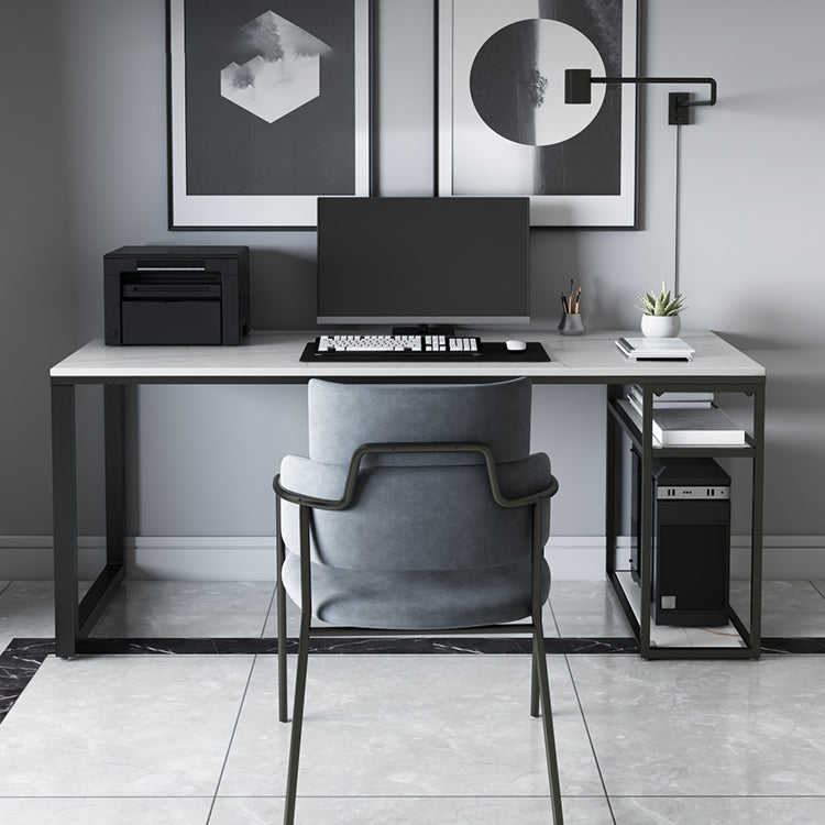 Contemporary Gaming Desk Antique Finish Computer Desk with Shelf Clearhalo 'furn' 'furn_office_desk' 'Furniture' 'Office Desks' 'Office Furniture' 'office_desk' 7220482