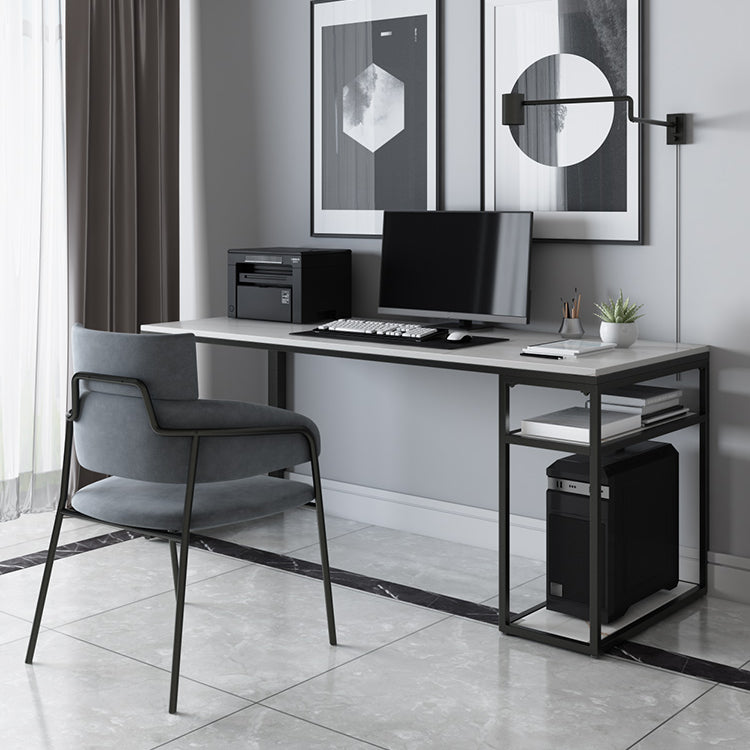 Contemporary Gaming Desk Antique Finish Computer Desk with Shelf Clearhalo 'furn' 'furn_office_desk' 'Furniture' 'Office Desks' 'Office Furniture' 'office_desk' 7220483