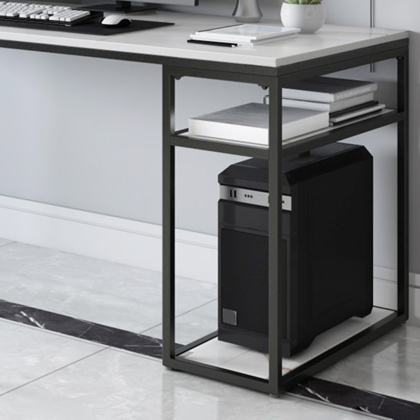 Contemporary Gaming Desk Antique Finish Computer Desk with Shelf Clearhalo 'furn' 'furn_office_desk' 'Furniture' 'Office Desks' 'Office Furniture' 'office_desk' 7220489