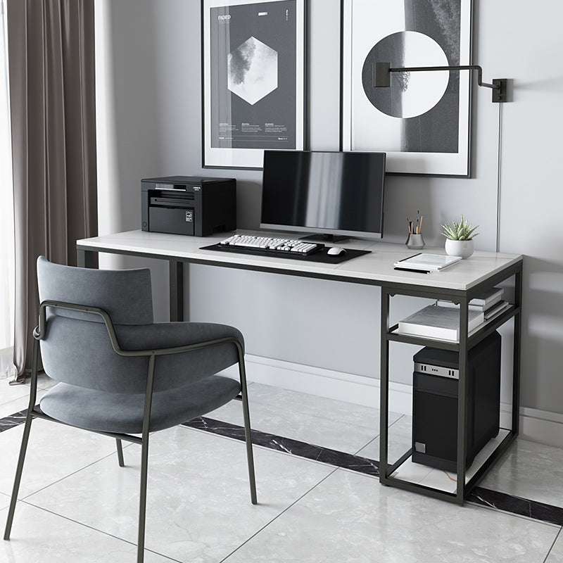 Contemporary Gaming Desk Antique Finish Computer Desk with Shelf Clearhalo 'furn' 'furn_office_desk' 'Furniture' 'Office Desks' 'Office Furniture' 'office_desk' 7220490