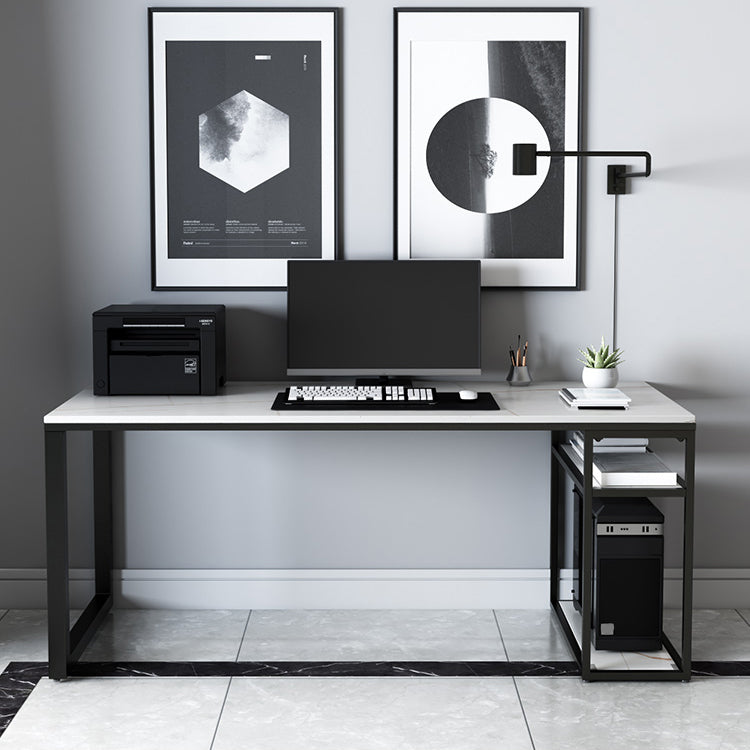 Contemporary Gaming Desk Antique Finish Computer Desk with Shelf Clearhalo 'furn' 'furn_office_desk' 'Furniture' 'Office Desks' 'Office Furniture' 'office_desk' 7220491