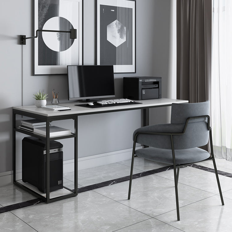 Contemporary Gaming Desk Antique Finish Computer Desk with Shelf Clearhalo 'furn' 'furn_office_desk' 'Furniture' 'Office Desks' 'Office Furniture' 'office_desk' 7220494