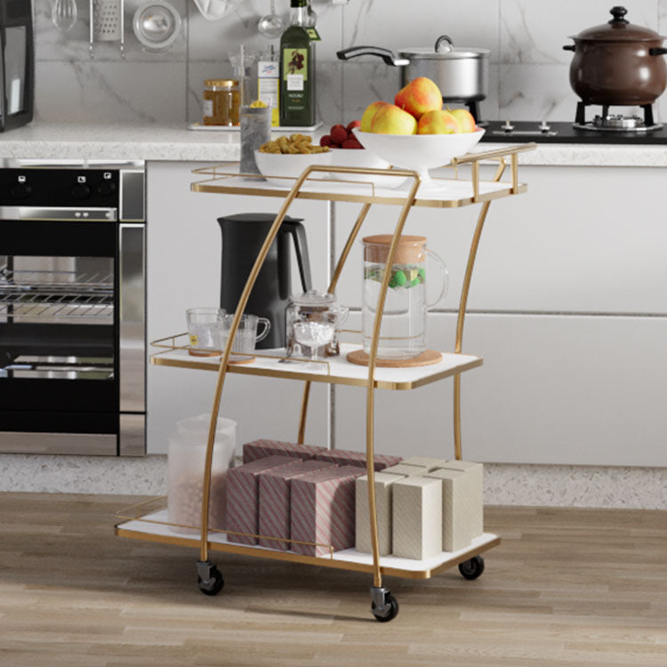 モダンなシンプルなオープンストレージキッチントロリー長方形のダイニングルーム準備テーブル