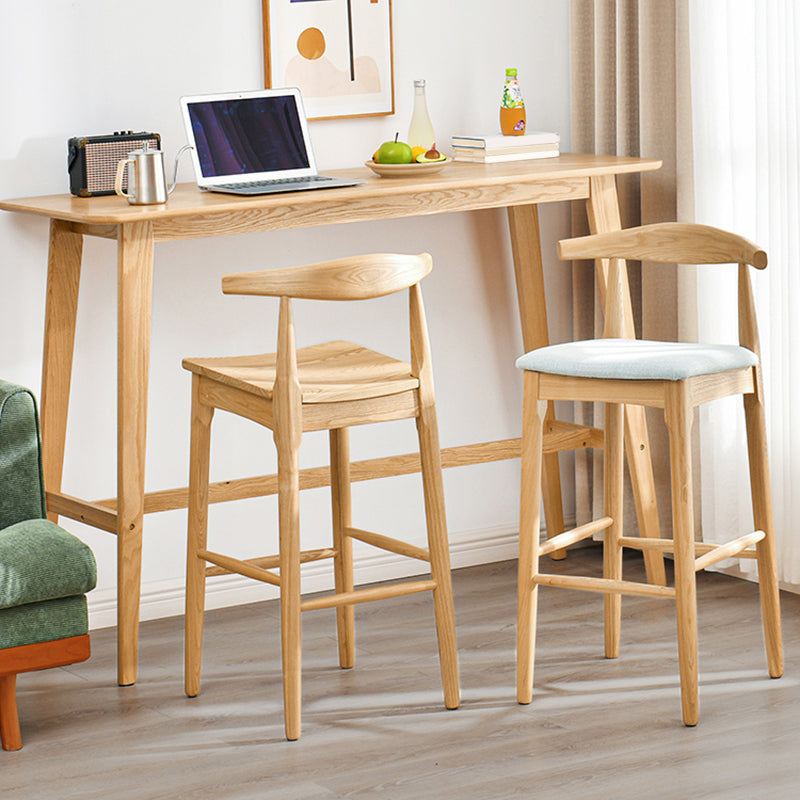 Eigentijdse massief houten bar-eettafel, rechthoekige bartafel in naturel