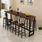 Contemporary Solid Wood Bar Dining Table Rectangle Bar Table in Brown