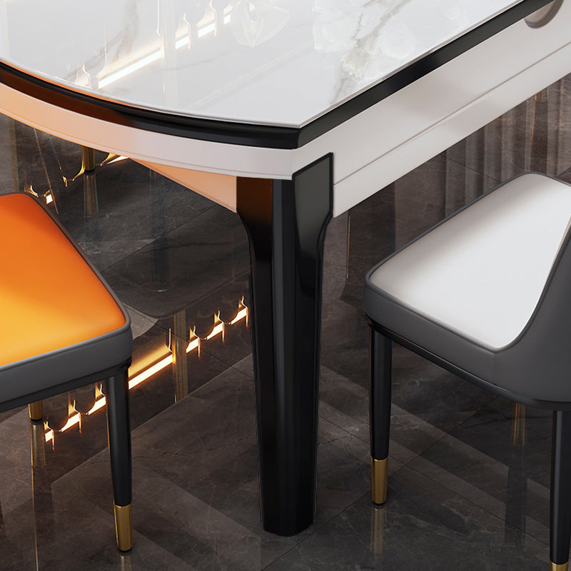 Glossy White Dinette Table with Wooden Legs Contemporary Foldable Dining Table for Home Clearhalo 'Dining Tables & Seating' 'Dining Tables' 'dining_table' 'furn' 'furn_dining_table' 'Furniture' 'Kitchen & Dining Furniture' 7220929