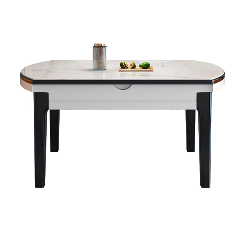 Glossy White Dinette Table with Wooden Legs Contemporary Foldable Dining Table for Home Clearhalo 'Dining Tables & Seating' 'Dining Tables' 'dining_table' 'furn' 'furn_dining_table' 'Furniture' 'Kitchen & Dining Furniture' 7220934