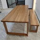 Table à manger en bois massif, Table de dîner de forme rectangulaire pour le salon