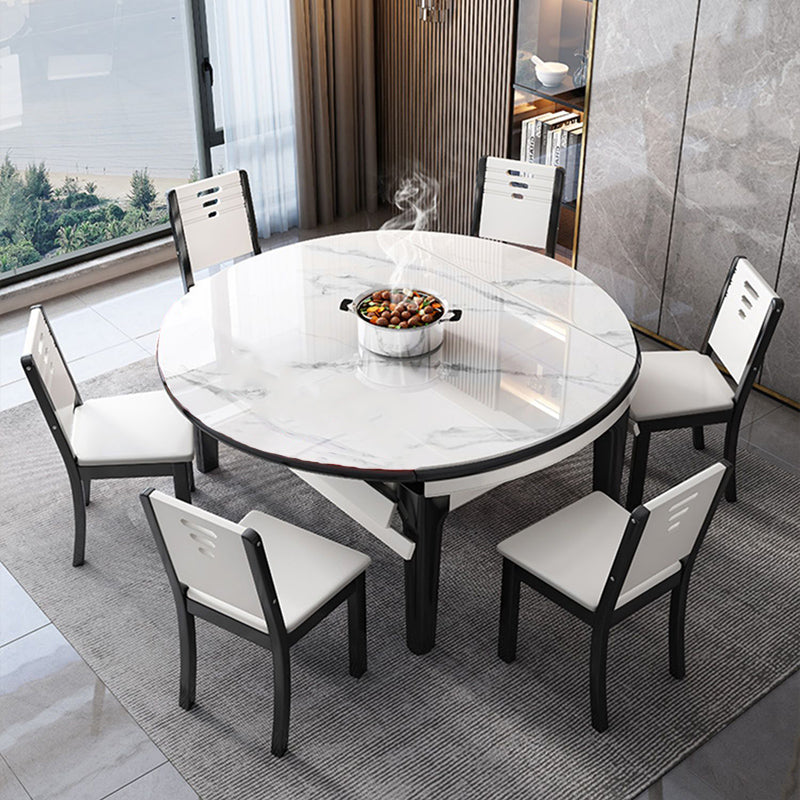 Eettafel in moderne stijl, massief houten onderstel, ronde eettafel voor de woonkamer