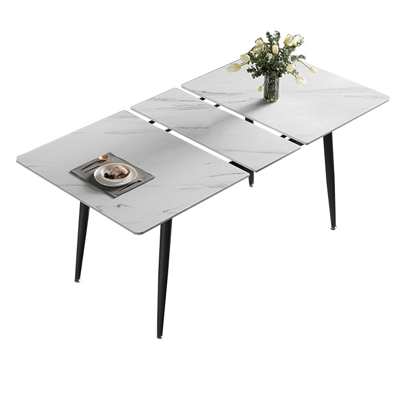 Modern Simple Dining Table Sintered Stone Dinner Table with Metal Legs 51.2"L x 31.5"W x 29.5"H Without Chairs Clearhalo 'Dining Tables & Seating' 'Dining Tables' 'dining_table' 'furn' 'furn_dining_table' 'Furniture' 'Kitchen & Dining Furniture' 7221002