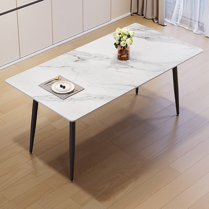 Modern Simple Dining Table Sintered Stone Dinner Table with Metal Legs Clearhalo 'Dining Tables & Seating' 'Dining Tables' 'dining_table' 'furn' 'furn_dining_table' 'Furniture' 'Kitchen & Dining Furniture' 7221004