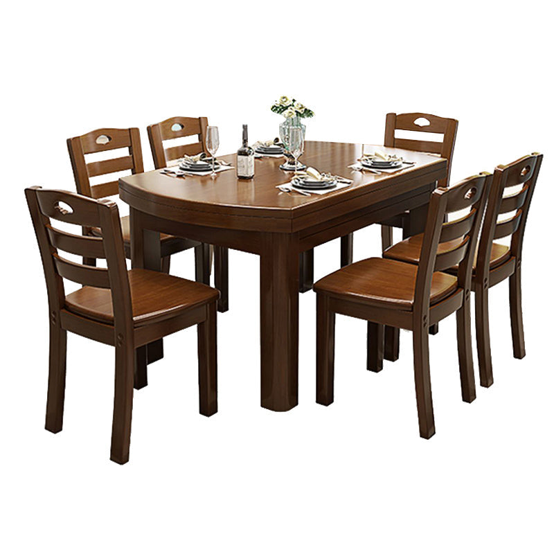 Brown Solid Wood Dining Table for Home Modern Foldable Dinette Table Clearhalo 'Dining Tables & Seating' 'Dining Tables' 'dining_table' 'furn' 'furn_dining_table' 'Furniture' 'Kitchen & Dining Furniture' 7221032