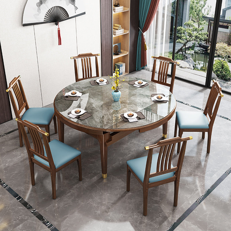 Modern Simple Dining Table Sintered Stone Dinner Table with Wood Legs Clearhalo 'Dining Tables & Seating' 'Dining Tables' 'dining_table' 'furn' 'furn_dining_table' 'Furniture' 'Kitchen & Dining Furniture' 7221036