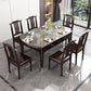Modern Simple Dining Table Sintered Stone Dinner Table with Wood Legs Clearhalo 'Dining Tables & Seating' 'Dining Tables' 'dining_table' 'furn' 'furn_dining_table' 'Furniture' 'Kitchen & Dining Furniture' 7221039