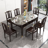 Modern Simple Dining Table Sintered Stone Dinner Table with Wood Legs Clearhalo 'Dining Tables & Seating' 'Dining Tables' 'dining_table' 'furn' 'furn_dining_table' 'Furniture' 'Kitchen & Dining Furniture' 7221039