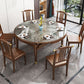 Modern Simple Dining Table Sintered Stone Dinner Table with Wood Legs Walnut Without Chairs Clearhalo 'Dining Tables & Seating' 'Dining Tables' 'dining_table' 'furn' 'furn_dining_table' 'Furniture' 'Kitchen & Dining Furniture' 7221040