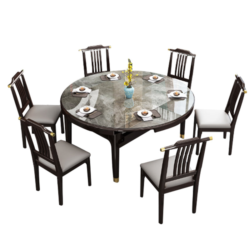 Modern Simple Dining Table Sintered Stone Dinner Table with Wood Legs Clearhalo 'Dining Tables & Seating' 'Dining Tables' 'dining_table' 'furn' 'furn_dining_table' 'Furniture' 'Kitchen & Dining Furniture' 7221042
