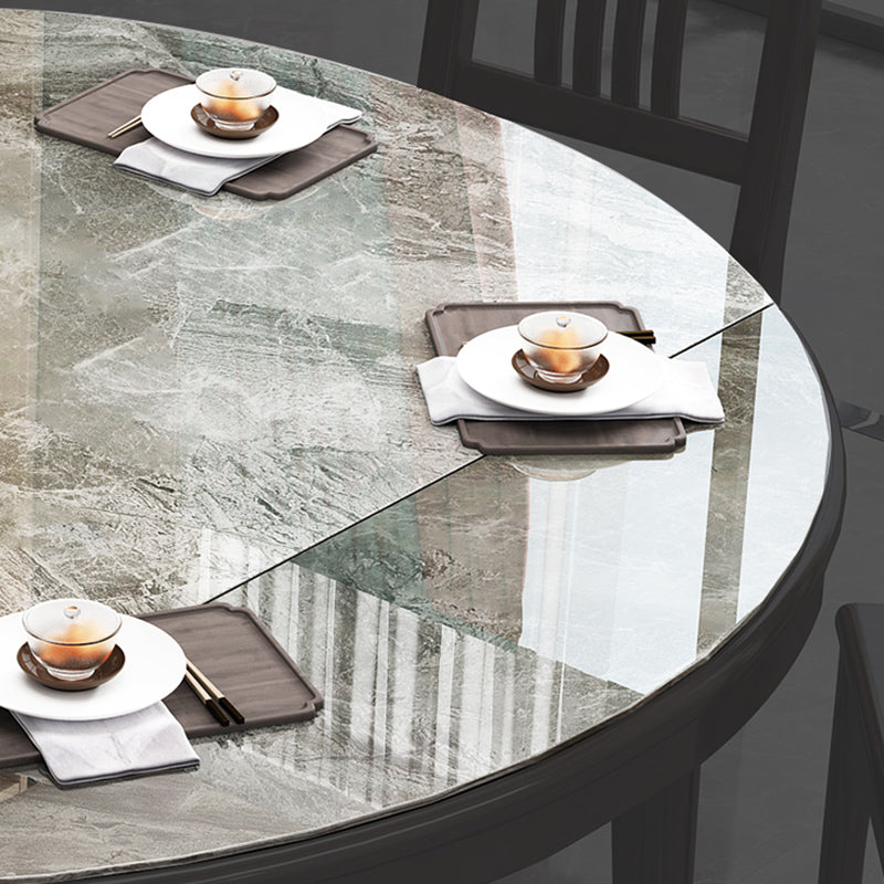 Modern Simple Dining Table Sintered Stone Dinner Table with Wood Legs Clearhalo 'Dining Tables & Seating' 'Dining Tables' 'dining_table' 'furn' 'furn_dining_table' 'Furniture' 'Kitchen & Dining Furniture' 7221043