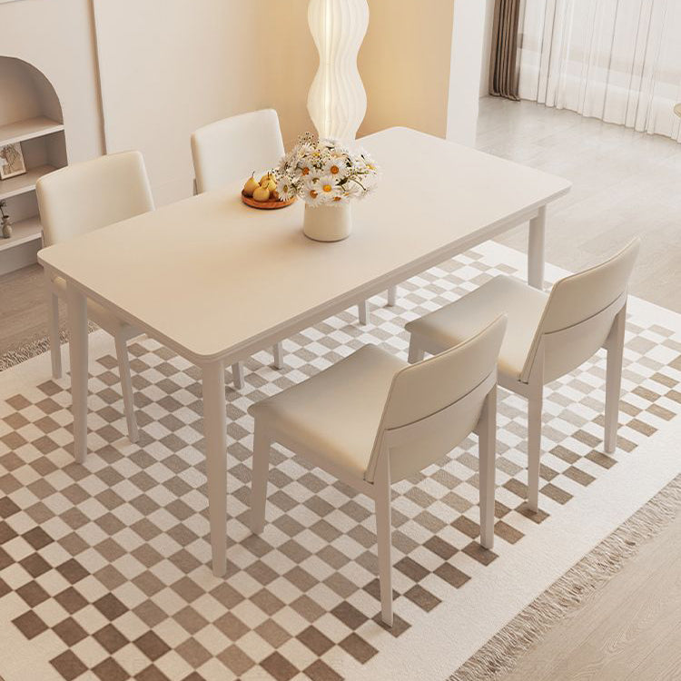 Modern 1/4/5 Pieces Dining Room Table Rectangle Stone Furniture in White