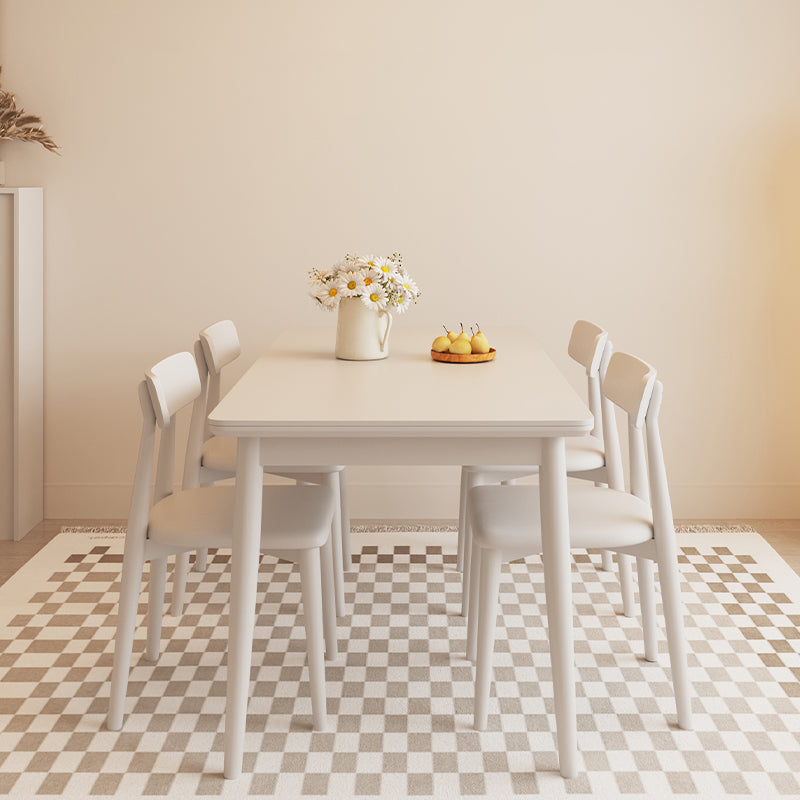 Modern 1/4/5 Pieces Dining Room Table Rectangle Stone Furniture in White
