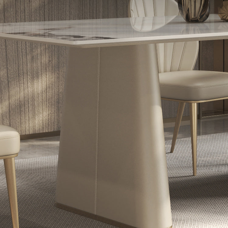 Nordic Style 1/4/5/7 Pieces Furniture Rectangle Stone Dining Table Set in White Clearhalo 'Dining Room Sets' 'Dining Tables & Seating' 'dining_room_set' 'furn' 'furn_dining_room_set' 'Furniture' 'Kitchen & Dining Furniture' 7224128