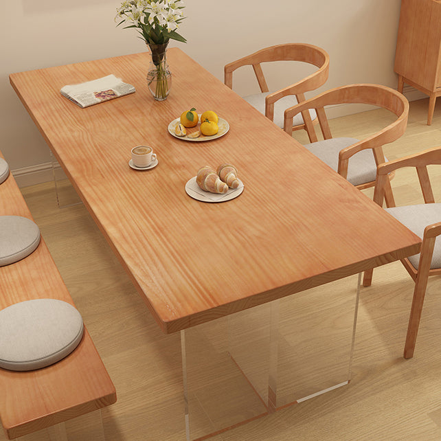 Juego de comedor moderno fijo 1/7 pcs muebles de madera maciza marrón para el hogar