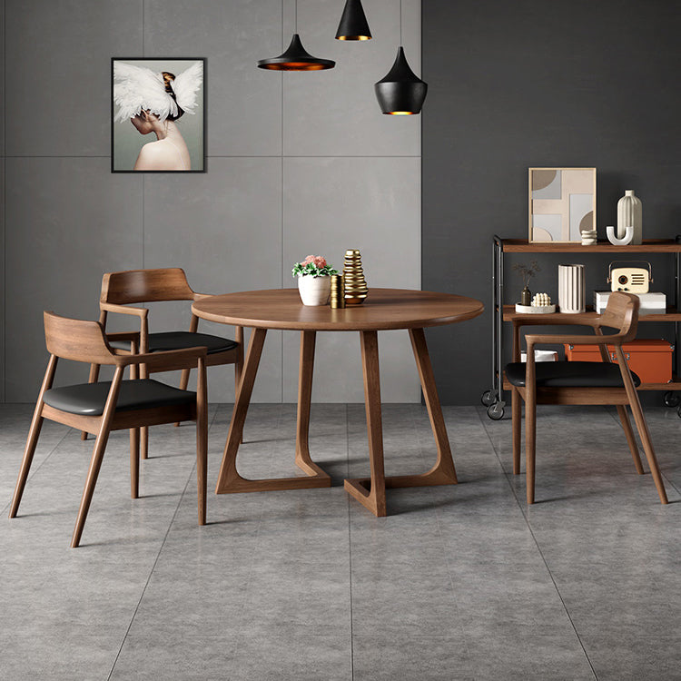 Contemporary Solid Wood Furniture 1/3/4/5 Pcs Dining Room Table Set in Brown