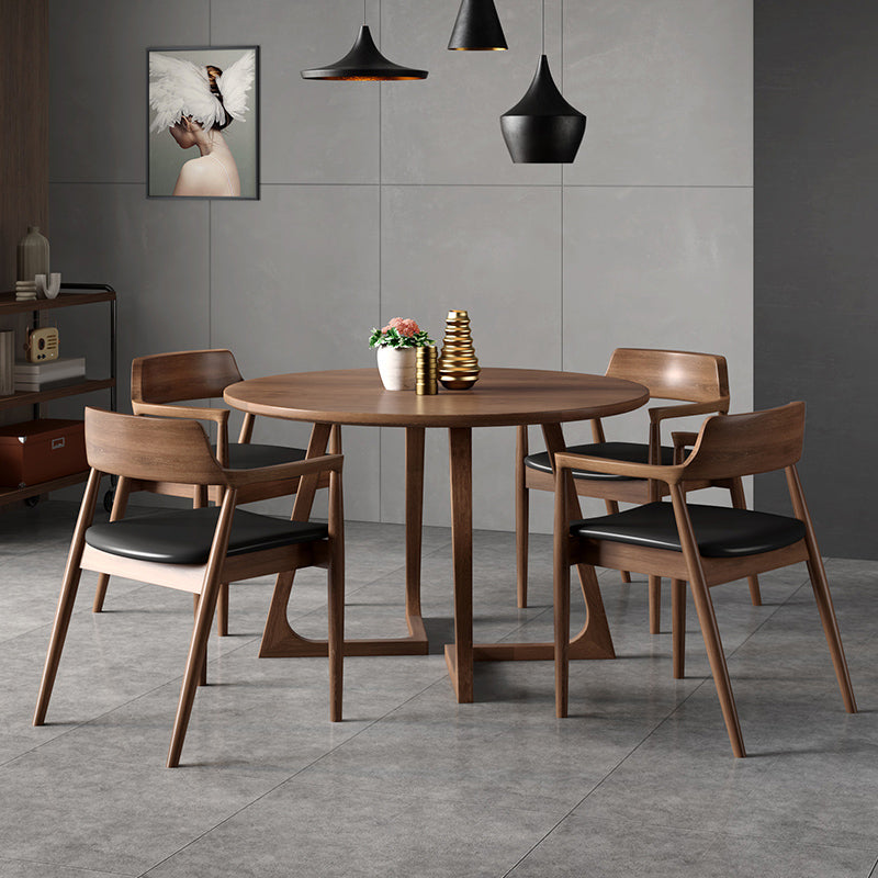 Contemporary Solid Wood Furniture 1/3/4/5 Pcs Dining Room Table Set in Brown