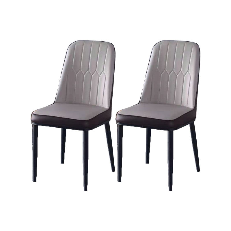 PU Leather Dining Chairs Nordic Style Parsons Armless Chair for Dining Room Grey 2 Piece Set Black Clearhalo 'Dining Chairs' 'Dining Tables & Seating' 'dining_chair' 'furn' 'furn_dining_chair' 'Furniture' 'Kitchen & Dining Furniture' 7224244