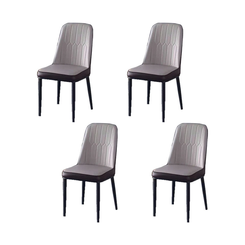PU Leather Dining Chairs Nordic Style Parsons Armless Chair for Dining Room Grey 4 Piece Set Black Clearhalo 'Dining Chairs' 'Dining Tables & Seating' 'dining_chair' 'furn' 'furn_dining_chair' 'Furniture' 'Kitchen & Dining Furniture' 7224245