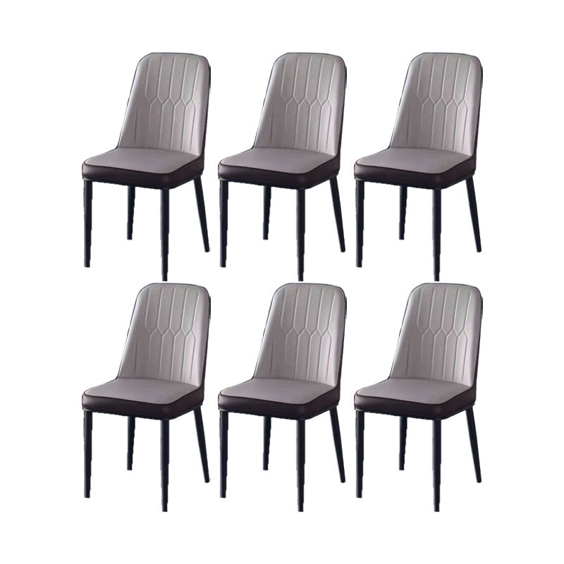 PU Leather Dining Chairs Nordic Style Parsons Armless Chair for Dining Room Grey 6 Piece Set Black Clearhalo 'Dining Chairs' 'Dining Tables & Seating' 'dining_chair' 'furn' 'furn_dining_chair' 'Furniture' 'Kitchen & Dining Furniture' 7224248